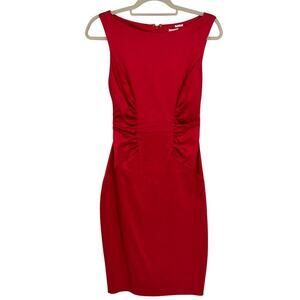 Cache Satin Y2K Cocktail Dress Sz 4 Red Ruched Holiday Valentines Bodycon USA